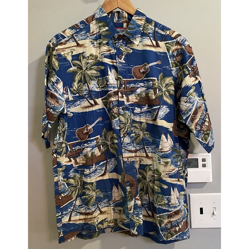 Reyn Spooner Shirt Joe Kealoha Hawaiian Button Up Short Sleeve‎ Sun Surf Medium